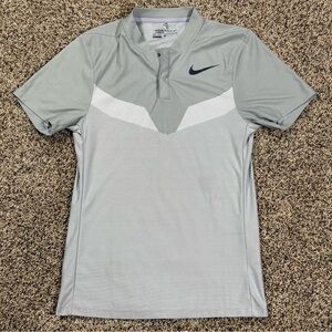 Nike Shirt Mens Small Gray Zonal Cooling Blade Collar Golf Polo Modern DriFit